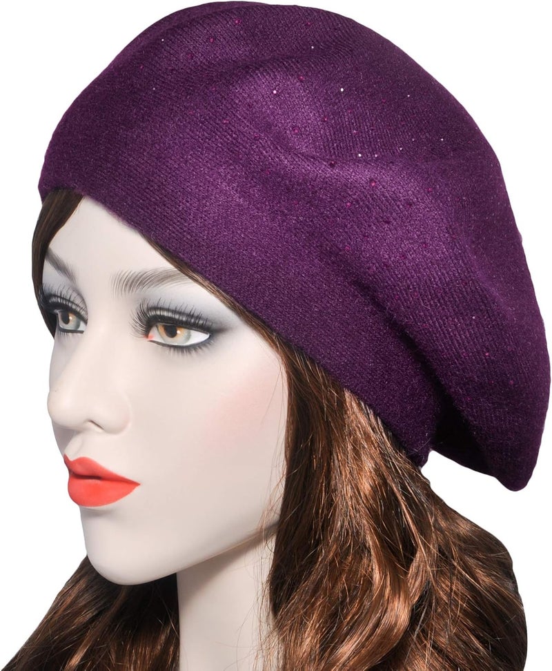 ZLYC Womens French Beret hat, Reversible Solid Color Mosaic Warm Beret Cap for Girls - Image 2